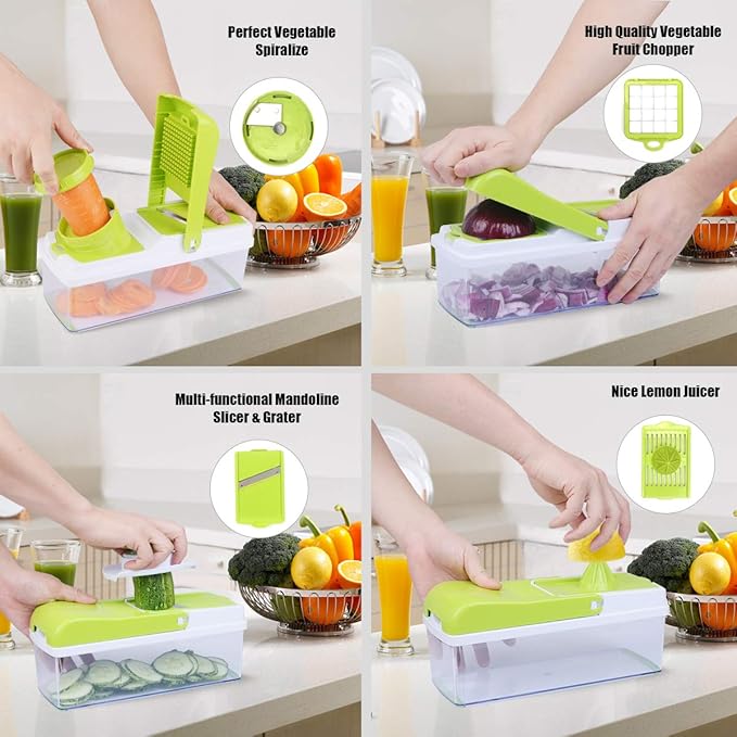 Vegetable Chopper Pro Onion Chopper Dicer Slicer Cutter Manual - Vegetable Spiralizer Mandoline Slicer Food Veggie Kitchen Fruit Chopper Heavy Duty