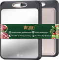 GUANCI Cutting Board for Kitchen, Non Toxic 2-in-1 Double Sided Design, 304 Food Grade Stainless Steel & Wheat Straw PP Chopping Board for Meat & Vegetables, Durable Kitchen Essential, Large 16”×11”