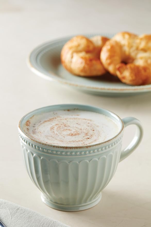 Lenox French Perle Groove Dinnerware, Stoneware, Latte Mugs Set of 2