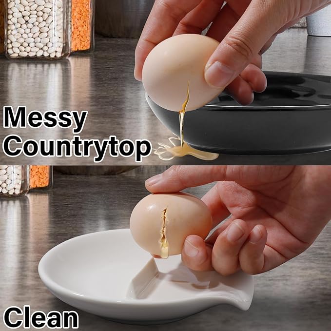 Egg Cracker Spoon Holder, Spoon Rest for Kitchen,Ceramic Spoon Holder for Stove Top, Cooking Spoon Holder,Heat Resistant Utensil Rest for Countertop