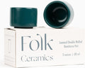 Folk Ceramics Leonard Ceramic Espresso Cups | Modern Stackable Demitasse Mugs for Espresso | Thick Walled, Handleless, Durable, Dishwasher & Microwave Safe | Set of 2, 3oz | Blue Emerald