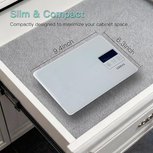 AZEUS Food Scale with USB Rechargeable, Digital Kitchen Scale with 6 Units, High Precision to 0.04 oz /11lbs Capacity, Weight Range from 3g-5000g (White)