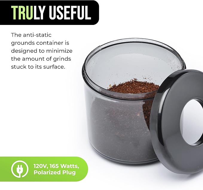TRU Conical Burr Grinder - Precision Coffee Bean Grinder with 30 Grind Settings - Adjustable Grind Time & Digital Countdown - 9 oz Bean Hopper for Espresso & Drip Coffee