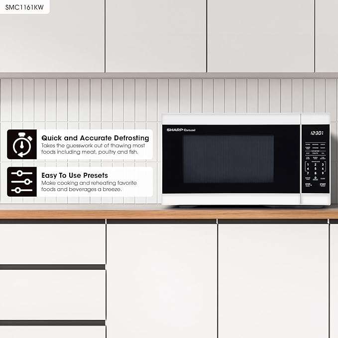 Sharp SMC1161KW 1.1 cu. ft. 1000W White Countertop Microwave Oven