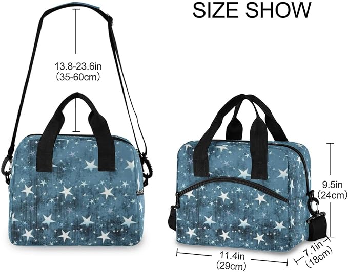 Insulated Lunch Bag Reusable Lunch Tote Bag Cooler Bag for Women Men Adult Lunch Box with Adjustable Shoulder Strap Leakproof Lunch Bag for Work School Picnic Camping (Star)