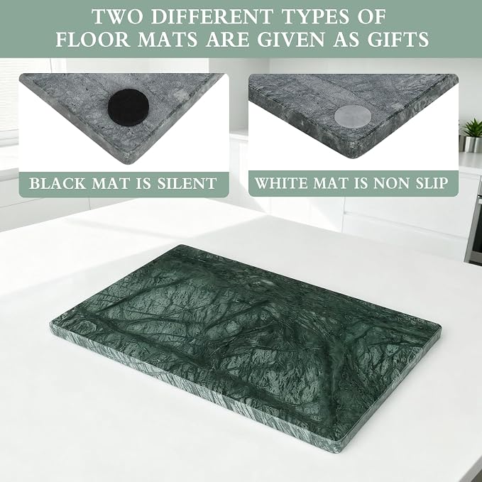 Marble Cutting Board for Kitchen- 12 * 8 Inch Handcrafted Marble Slab for Cheese, Charcuterie &Pastry & Deli – Non-Slip Feet,Rectangular Serving & Chopping Slab for Countertop(Green)