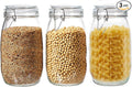 3 Pack 51oz Food Storage Jars with Airtight Lids, Preserving Seal Wire Clip Fastening Glass Containers, Canisters for Kitchen Organization, Flour, Cereal, Pasta, Sugar, Beans, Pickling Jars(51 Oz*3)
