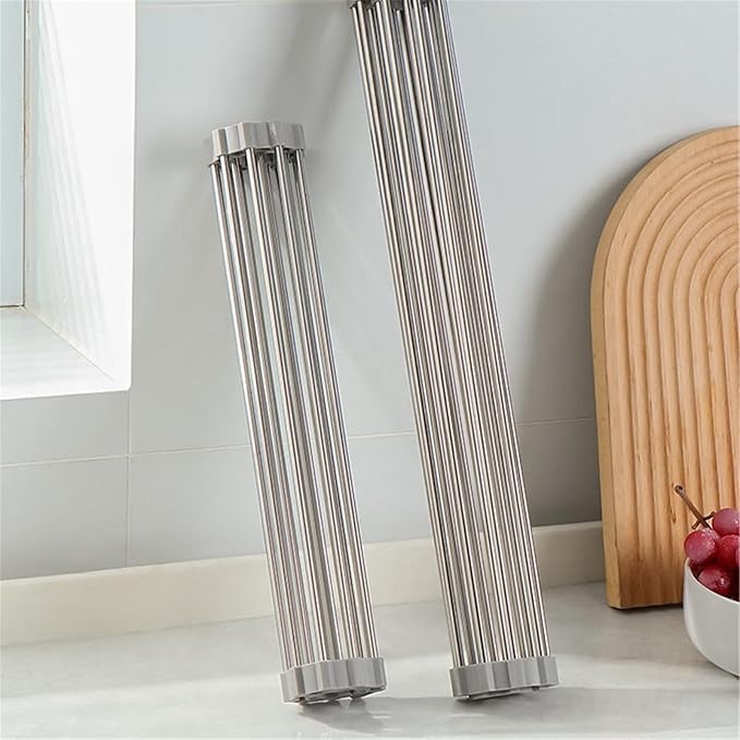 Roll-Up Dish Drying Rack Over the Kitchen Sink, Non-Slip Drain Board Strainer, Drain Board Rust-Resistant Utensil Holder(Small,12-Club)