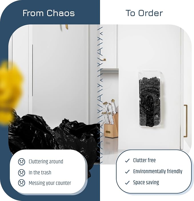 Manterio Wall Mount Plastic Bag Organizer | Durable Plastic Grocery Bag Saver | Smudge Proof, Fingerprint Resistant (Acrylic)