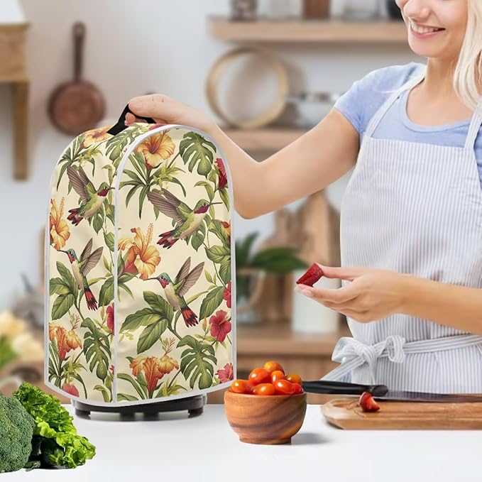 Hummingbird Dust Cover for Kitchen Blender, Toaster, Bread Maker & More - Washable, Flower Print, Dustproof Appliance Protection Accessory