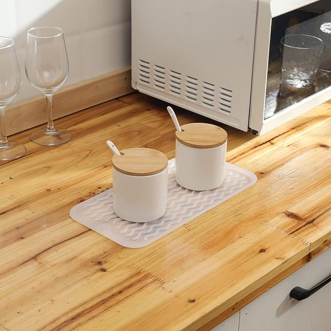 MicoYang Silicone Dish Drying Mat for Multiple Usage,Easy clean,Eco-friendly,Heat-resistant Silicone Mat for Kitchen Counter or Sink,Refrigerator or Drawer Liner Translucent S 12 inches x 6 inches
