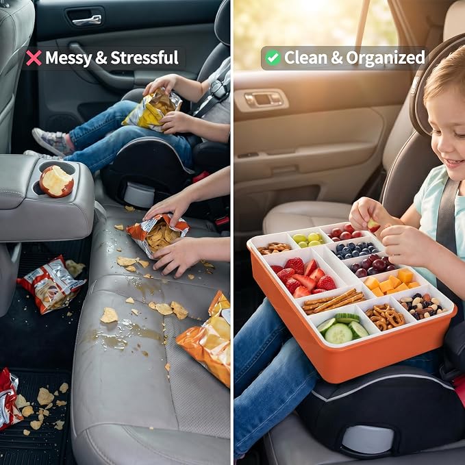 Snackle Box Container with Ice Pack, Reinforced Latches & Large Capacity, Travel Snack Box, Charcuterie Board with Lid, Divided Veggie Tray for Road Trips Picnic Boat Beach Red