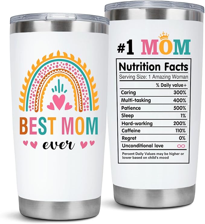 LHSCVUFASC Mothers Day Gifts for Mom, Best Mom Ever Tumbler Mug, Birthday Gifts for Mom From Daughter Son, Christmas Gift for Women Wife, Mama 20 oz Coffee Tumbler Cup