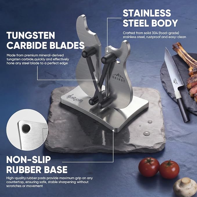 VQ-5 Professional Knife Sharpener | 3-Action Tungsten Carbide | For Repair, Restoration and Sharpening, Easy to Use, Replacement Blades Included, Soild and Durable, Guitar Shaped Design ﻿