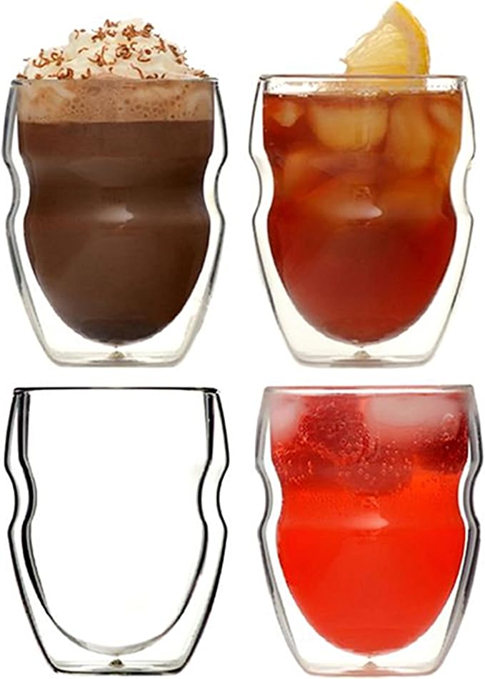 Ozeri Serafino Double Wall Insulated Beverage and Coffee Glasses, 8-Ounce, Set of 4