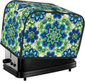 Green Blue Batik Toaster Cover 2 Slice, Cute Rural Bread Machine Cover, Washable Dust-Proof Cover for Kitchen Small Appliance Cover,with Top Handle