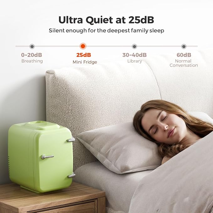 Mini Fridge for Bedroom - 4 Liter/6 Can Mini Makeup Fridge, 110V AC/ 12V DC Portable Thermoelectric Cooler&Warmer for Skincare, Drink, Cosmetic, Medicine, Small fridge for Bedroom, Office, Dorm, Car