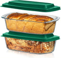 Razab LARGE 7.6 Cups/1800 ML/1.9 Qt Glass Loaf Pan with Lids (Set of 2) - Meatloaf Pan BPA free Airtight Lids Grip Handle Easy Carry, Microwave and Oven Safe - Loaf Pans For Baking Bread, Cakes