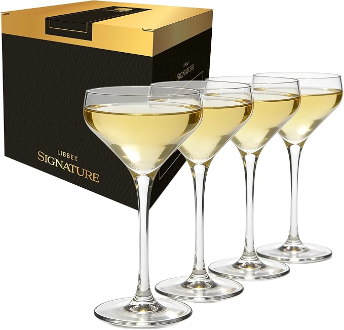 Libbey Signature Coupe Glasses Set of 4, Timeless Cocktail Glasses for Drinks and Desserts, Bar Glassware for All Occasions
