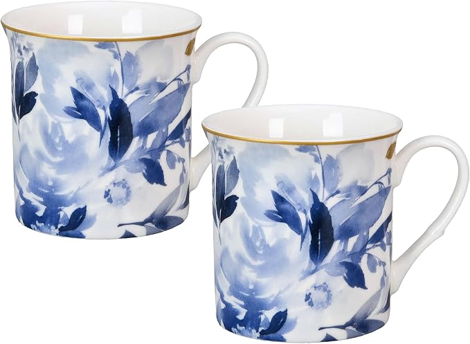 STP GOODS Porcelain Mug 13.5 fl. oz. - Set of 2 in Gift Box Coffee Cup, Gift for Women and Men (Mizuki)