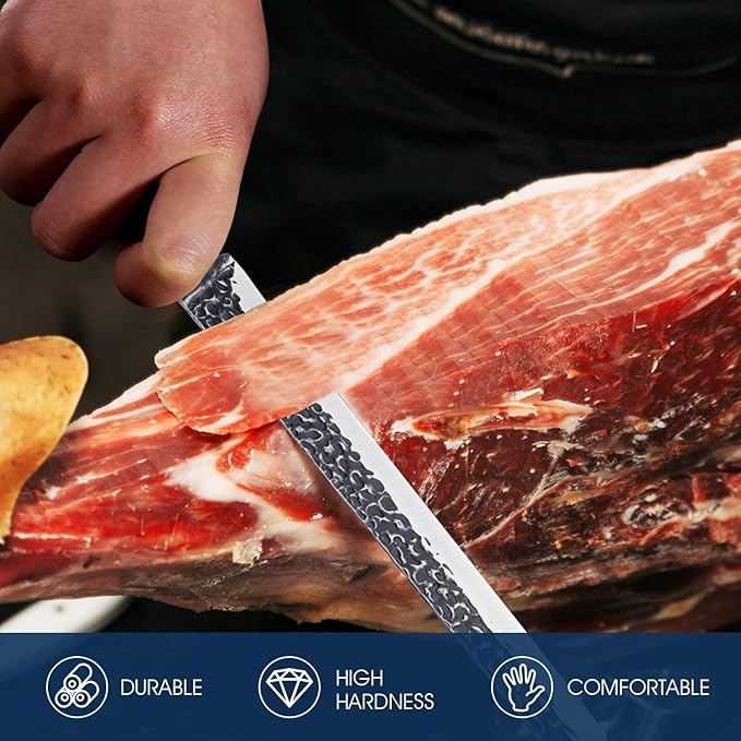 Huusk Japan 11.5 Inch Hand Forged Slicing Knife for Meats, Ribs, Roasts - Brisket Carving Knife for BBQ and Christmas Gifts