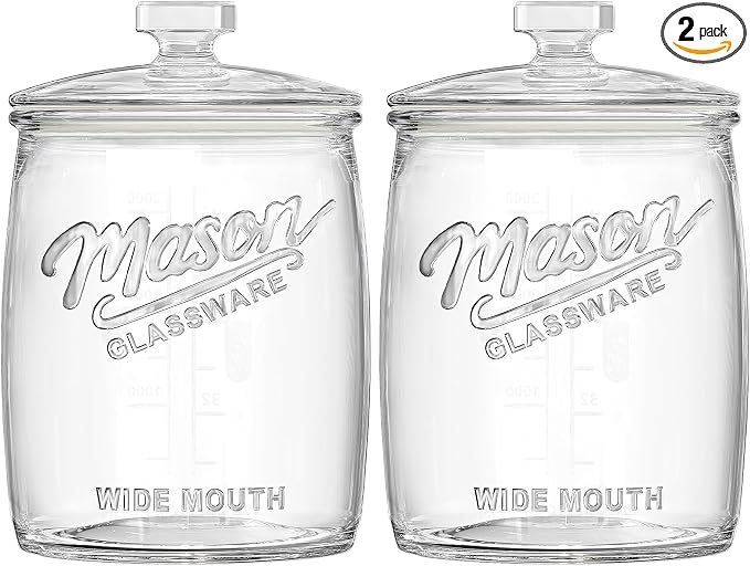 2 Pack Cookie Jar, 1 Gallon Glass Jar with Airtight Lids - Large Wide Mouth Mason Jar for Kitchen Pantry& Laundry Room, Glass Apothecary Canisters Sets for Candy, Flour, Rice, Coffee, Display