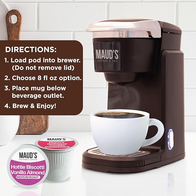 Maud’s Oatmeal Cookie & Almost Biscotti Flavored Coffee Pods Variety Pack, 36 ct, Medium Roast Single Serve Pods – 100% Arabica Coffee, Compatible with Keurig K Cups Maker
