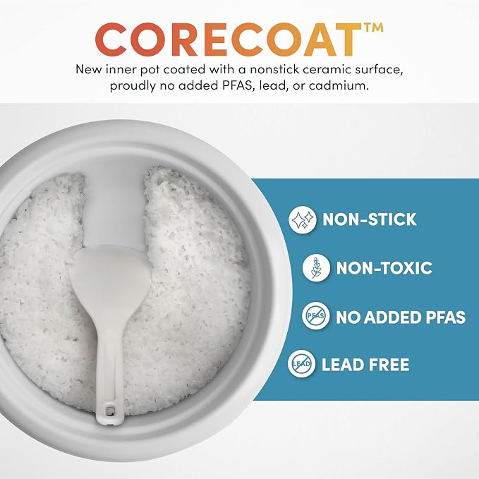 AROMA CoreCoat Pot-Style Rice Cooker with One-Touch Control and Non-Stick Ceramic Coating (6 Cups Cooked, 3 Cups Uncooked)