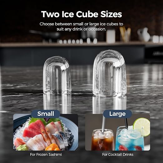 Antarctic Star Countertop Ice Maker Machine with Handle, 8 Cubes Ready in 6 Mins, 26.5lbs/24Hrs, Self-Cleaning Portable Ice Maker/Basket and Scoop for Home/Kitchen/Camping/RV (Black/Grey)