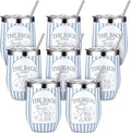 Sliner 8 Pcs The Bachelorette Club Gifts Tumbler with Lid, 12oz Stainless Steel Bachelorette Party Cups Insulated Wine Glass Bridesmaid Tumbler Mugs for Bridal Shower Favors Engagement Wedding Gifts