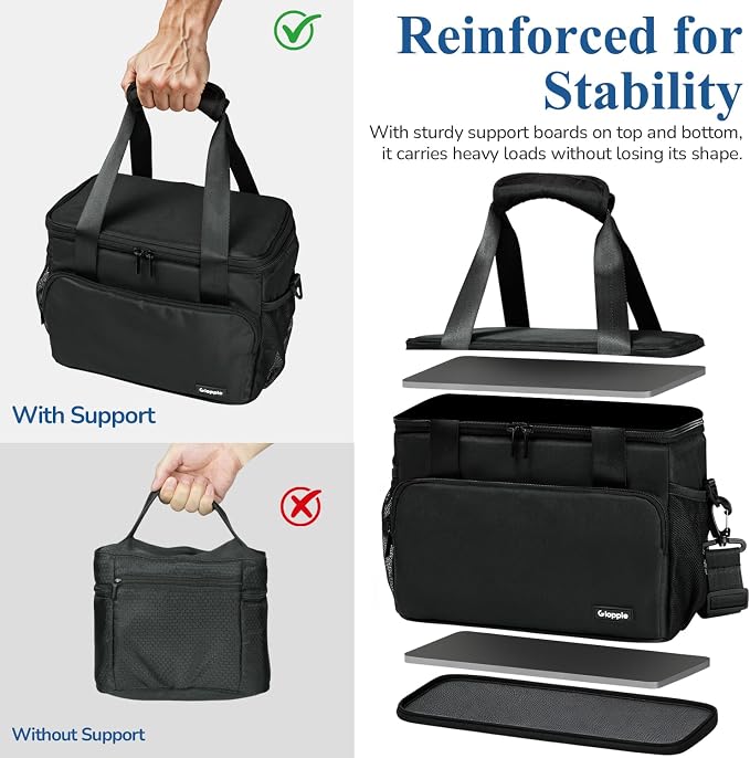 Gloppie Flight Crew Lunch Bag with Luggage Trolley Sleeve - Professional Insulated Cooler Bag for Flight Attendants & Pilots, Leakproof Lunch Box with Reinforced Structure for Travel & Work, Blue XL