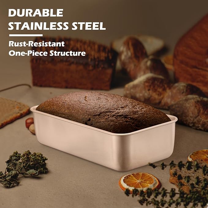 Leonyo 6 Pack Non-Stick 9x5IN Stainless Steel Bread Loaf Pan, Rose Gold | Metal Sandwich Bread Loaf Pans, Bread Pan Tins for Homemade Meatloaf Cakes Brownies Lasagnas, Dishwasher Oven Safe