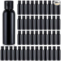 Zhehao 200 Pcs 2 oz Black Plastic Empty Bottles Small Travel Size Bottles with Flip Cap Empty Transparent Dispenser Container for Liquids Toiletries Shampoo Lotion(Black Cap)