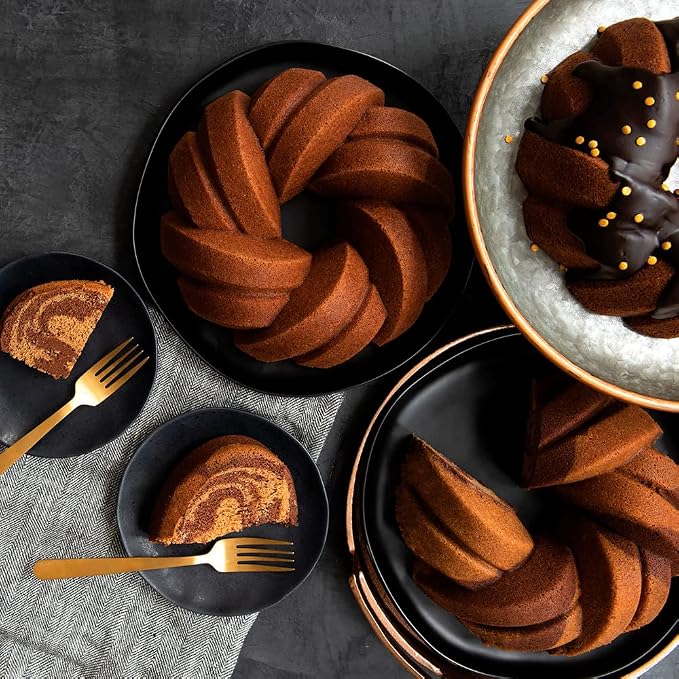 Nordic Ware NW 95577 75th Anniversary Braided Rope Bundt Cake Pan, Gold 12 Cup Capacity (Pack of 3)
