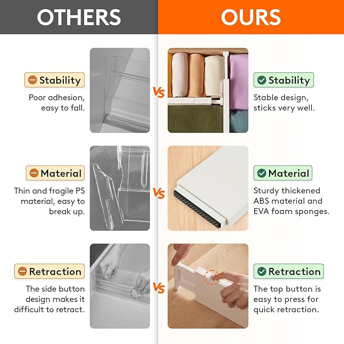 Lifewit 16 Pack Drawer Dividers 4" High 28-43.5cm/11-17" Adjustable Drawer Organizer for Clothes/Utensils, Expandable Drawer Separator in Dresser/Kitchen/Bedroom/Office Organization & Storage Beige