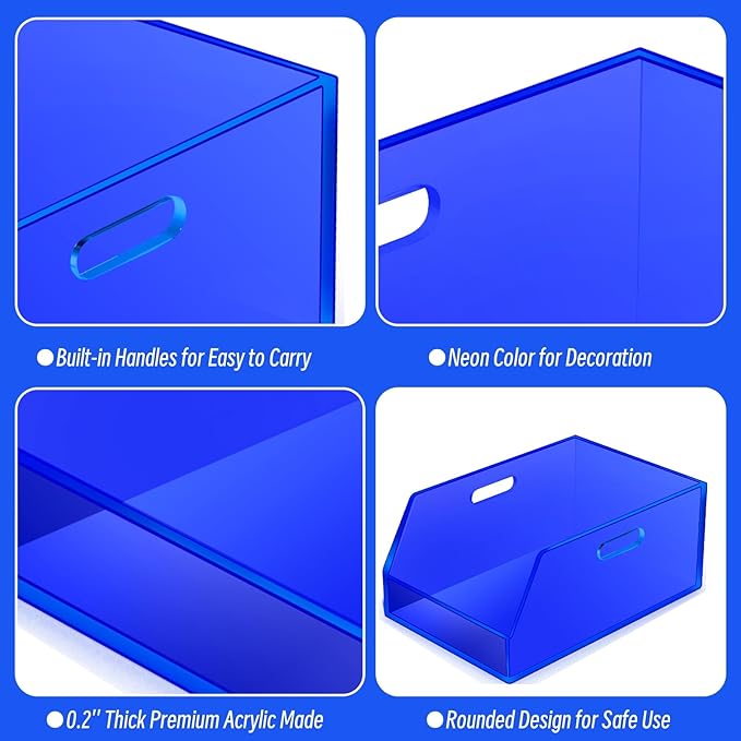 Gelite Stackable Storage Bins Open Front Organizer Bins with Handles Acrylic Storage Container for Pantry Kitchen Cabinet Bathroom Closet Office Organization, 11.4x7.5x5.1'', Navy Blue