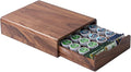 Solid Walnut Coffee Pod Organizer, 35-Capacity Coffee Drawer with Removable Dividers & Child-Safe Rounded Edges for Countertop