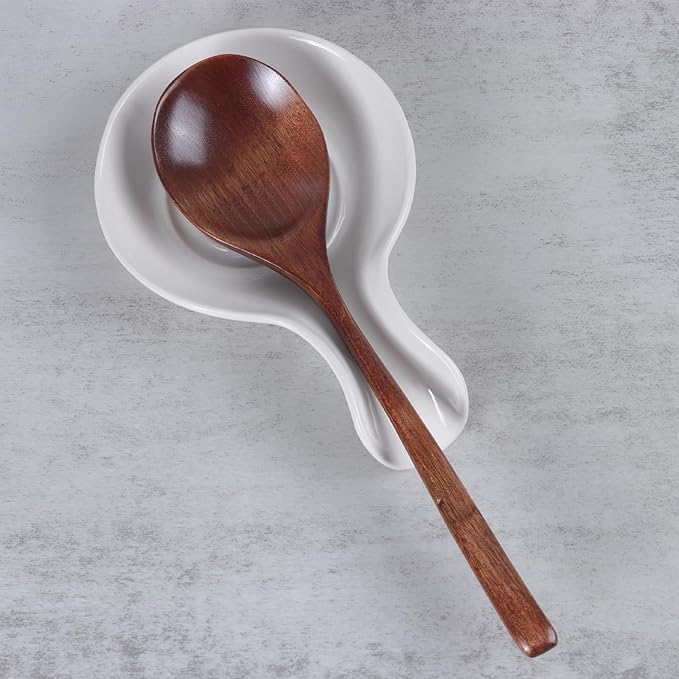 JINIHFW Spoon Rest for Kitchen, Ceramic Spoon Holder for Stove Top, Cooking Spoon Holder，Coffee Spoon Holder,Heat Resistant Utensil Rest for Countertop, Dishwasher Safe, White （1 PCS）