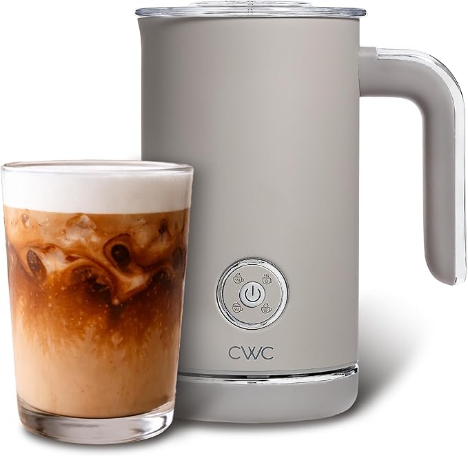 COOK WITH COLOR 4-in-1 Electric Milk Steamer and Frother - 2-Minute Heating and Frothing, Hot and Cold Foam Maker for Coffee, Latte, Cappuccino, Macchiato, Milk Warmer, Auto Shut Off, Sand