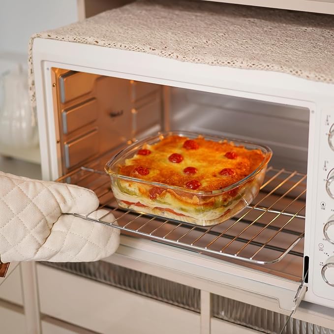 NUTRIUPS Glass Baking Dish with BPA Free Lids, Square Baking Pan, Glass Casserole Dish for Oven Dishwasher Safe, Baking Pan for Lasagna, Risotto (Blue, 2.6L)