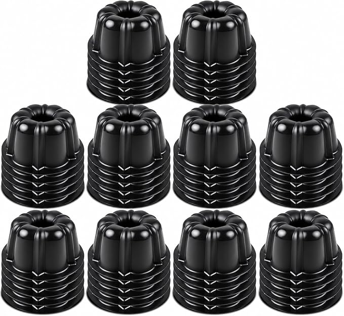 O’Creme Mini Flan Molds Pan – Reusable Bakeable Plastic Flanera/Molde Para Gelatina & Chocoflan – Non-Stick Silicone Baking Cups For Baking and Much More - 50 QTY Pack