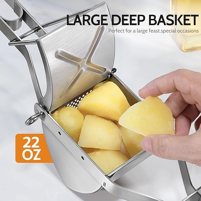 Stainless Steel Potato Ricer for Commercial and Home Use and Potato Cutter for 1/2 Inch French Fries