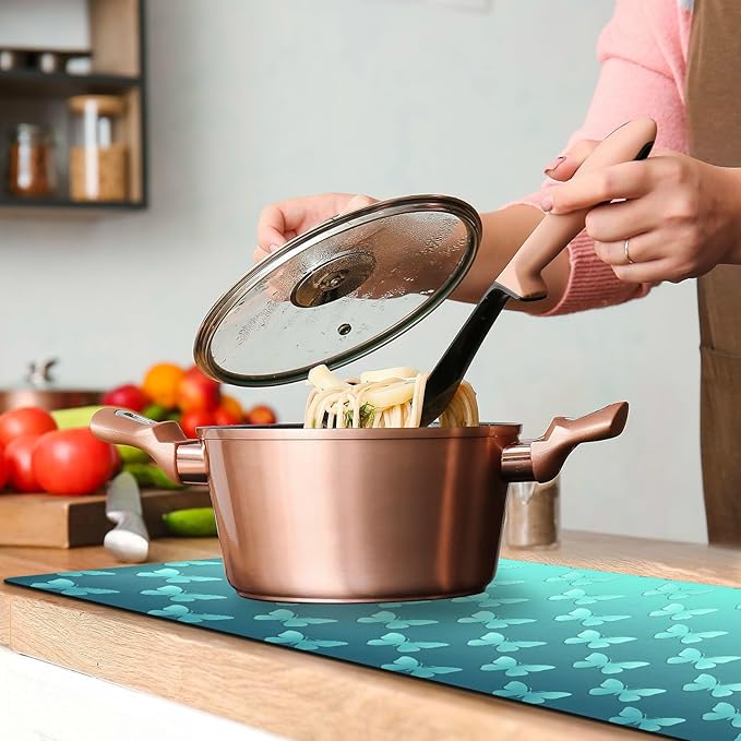 Trivet Table Runner 40 Inches Long Teal Blue Butterflies Heat Resistant Hot Pad Multi Purpose Mat for Hot Pots Pans Kitchen Countertops