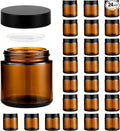 Glass Jars with Lids,Eco-Friendly Cosmetic Containers with Airtight Black Lids & Liners, Multi-Color Options for Cream, Lotion, Body Butter, DIY Skincare Travel Jars (Amber Frosted, 4oz)