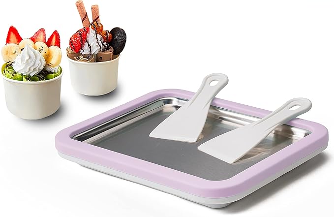 JoyMech Ice Cream Roll Maker Rolled Ice Cream Machine, Sweet Spot Pan, Instant Cold Plate, Ideal for Making Rolled Ice Cream Soft Serve Slushies Frozen Yogurt Sorbet and Gelato (Lavender)