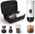 Portable Coffee Maker for Travel & Camping, Portable Espresso Maker with Bag, Rechargeable Cordless Battery Operated Coffee Makers for Ground Coffee, NS Capsule RV, Hiking, Office(White)