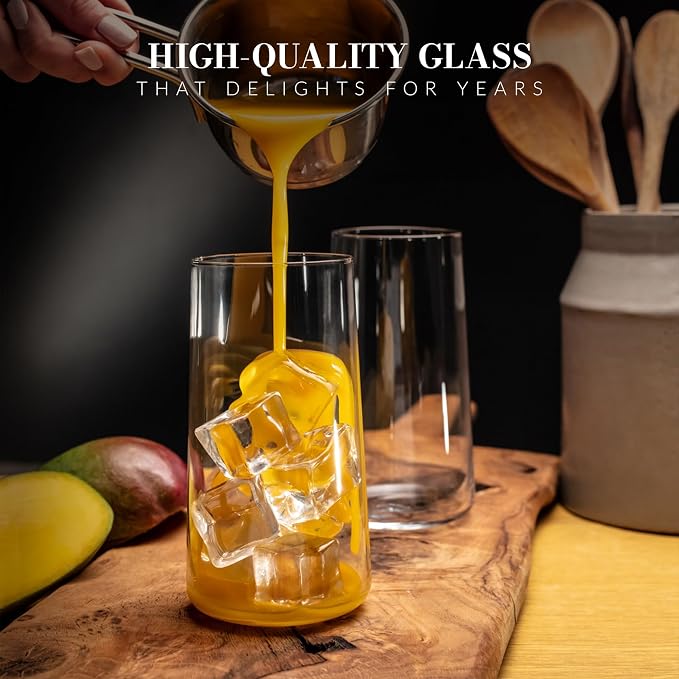 Krosno Tall Water Glasses, Set of 6, 18.3 oz, Avant-Garde Collection, Lightweight Crystal Glass, Perfect for Everyday, Dishwasher Safe, Made in Europe