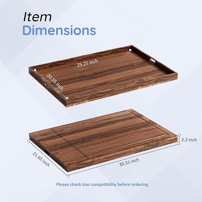 Noodle Board Stove Cover with Handle, Wooden Stove Top Cover for Electric Stove and Gas Burners, Cutting Board with Juice Groove & Separate Zone, 30"L x 21"W x 2.2"H, Natural Solid Wood