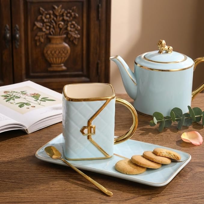 Handbag Shaped Mug, Handbag Coffee Mug And Saucer, Purse Coffee Ceramic Mug Set 10 Oz/ 310 ml Cute Creative Design Travel Tea Cup for Women Men Father's Day Thanksgiving