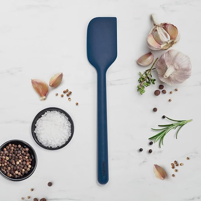 GreenPan Silicone Mixing Spatula, Scraping Baking Cooking Kitchen Utensil, Flexible Rubber Nonstick Cookware, Rigid Steel Core, Heat-Resistant, Anti-Slip Handle, BPA-Free, Dishwasher Safe, Blue